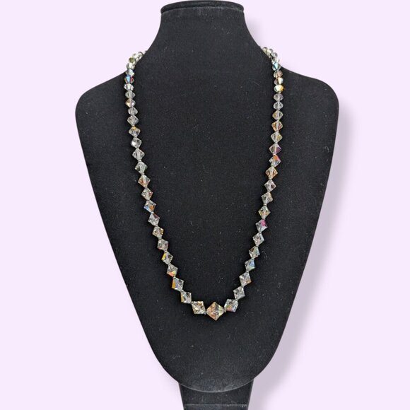 V. Bicone AB Crystal Beaded Necklace - Picture 2 of 4